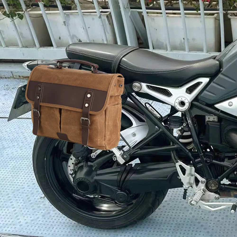 รูปสินค้า กระเป๋าข้างมอเตอร์ไซค์สไตล์วินเทจ กันน้ำ สำหรับ Triumph Bonneville T100 T120 Honda CB500F