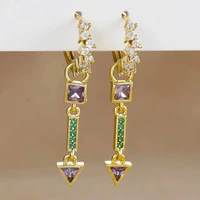 Boucles d'Oreilles Pendantes Géométriques Multicolores pour Femme, Acier Inoxydable, Charme Créatif, Boucle d'Oreille Dangle, Bijoux Piercing, Mode, 2Pcs 5