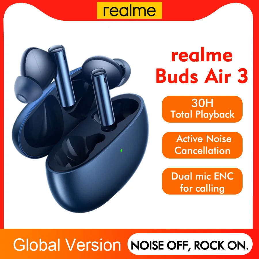 realme buds Air 3 TWS Earphone Bluetooth 5.2 42dB Active Noise Cancellation  AI Wireless Headphone 30