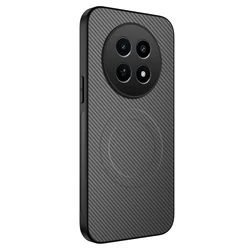 Premium Carbon Fiber Magnetic Phone Case with TPU Soft Wireless Charging Capability for Realme 12 5G (Gray)