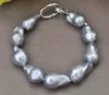 MTC·STAR  Z13240 Set Gray Baroque Keshi Reborn Pearl Necklace Bracelet Earring Custom Jewelry 5