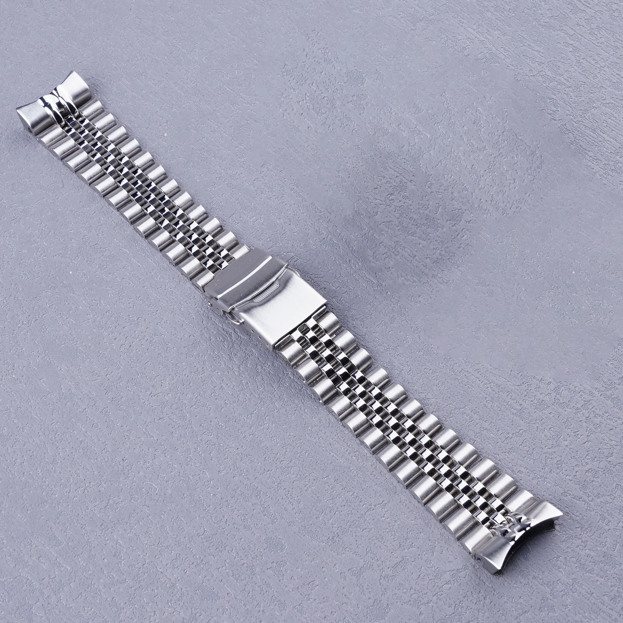 Rolamy 22Mm Solido Curvo Estremità In Acciaio Inox Argento Jubilee Cinturino Cinturino Cinturino Braccialetti Di Lusso Per Seiko Srpd53 63 73