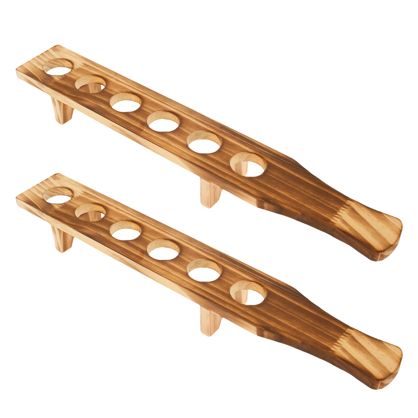 2Pcs Shot Glass Tray Wooden Shot Glass Holder with 6 Holes Wine Glasses Holder Shots Wine Cup Trays for 1.4inch Diameter Glasses