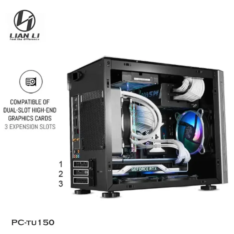 LIANLI-PC-Tu150 PC Water Cooling Computer Case,Best MOD PC Case Build DIY Gaming Case Gamer Cabinet,Silver Black Small