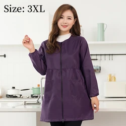 Women's Waterproof Long - Sleeved Grooming and Work Smock Apron (Deep purple--3XL)