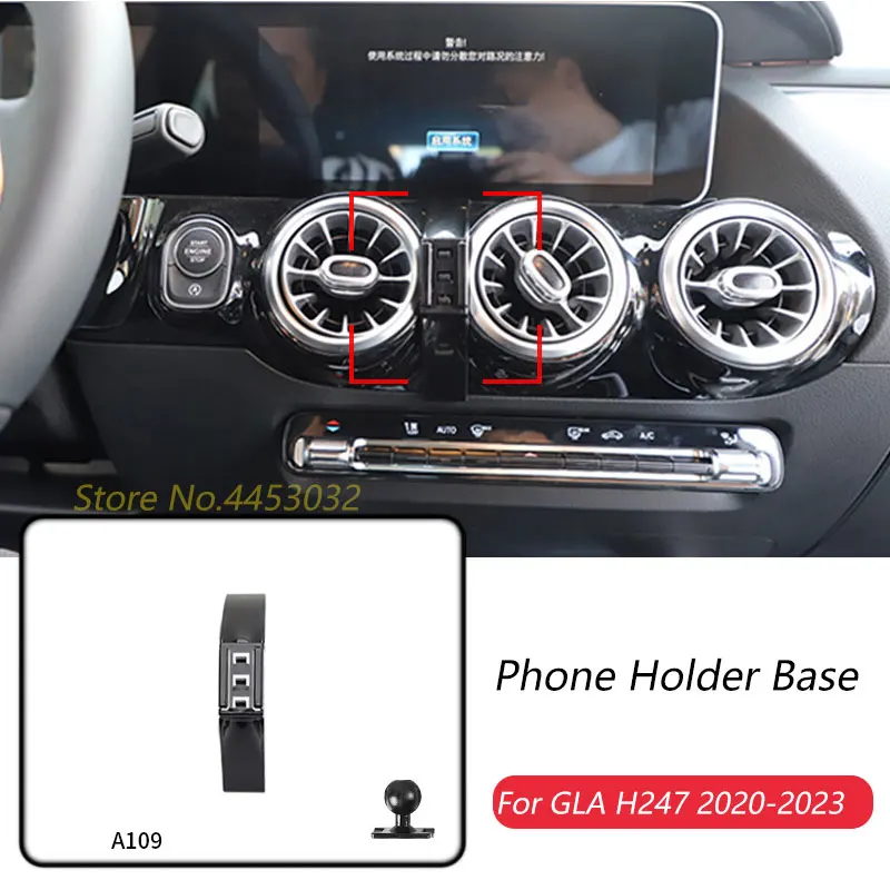 

Car Phone Holder Base Special Mounts For Mercedes Benz GLA H247 2020-2023 Fixed Air Outlet Bracket Accessories With Ball 17mm