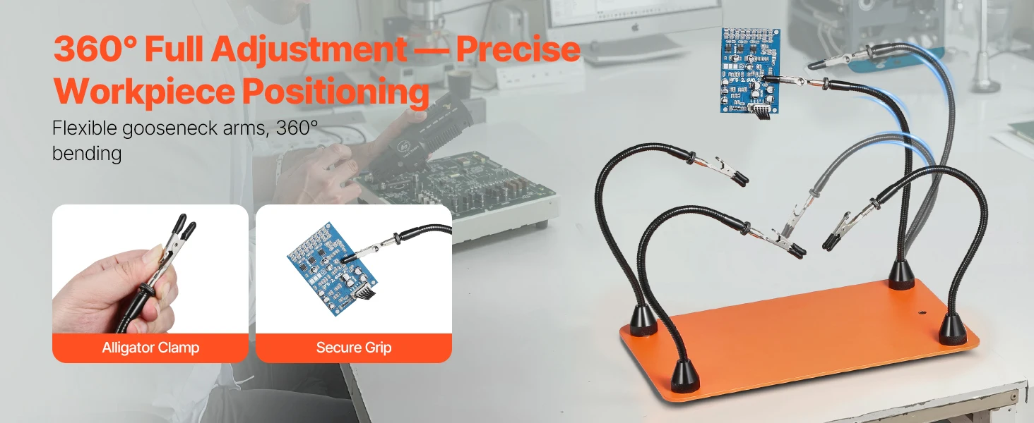 SucceBuy Magnetic Helping Hands Soldering Station 4Tool w/3X LED Magnifying Lamp & Non-Slip Heavy-Duty Base Craft Hobby DIY