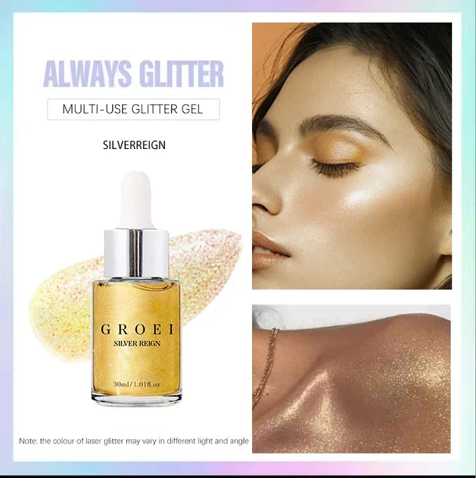 Description Picture 6 of item5 Color Diamond Highlighter Powder Oil Waterproof High Gloss Glitter Body Bronzer Highlight Oil Lasting Face Contour Illuminator