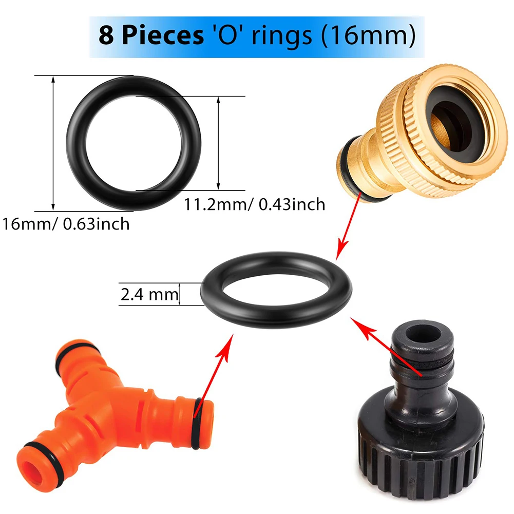 

Pratical Home Sealing Rings Seal Tape 1/2''or 3/4'' 16 Mm O-rings 26*/set 26pcs/Set Black/white Hose Washer