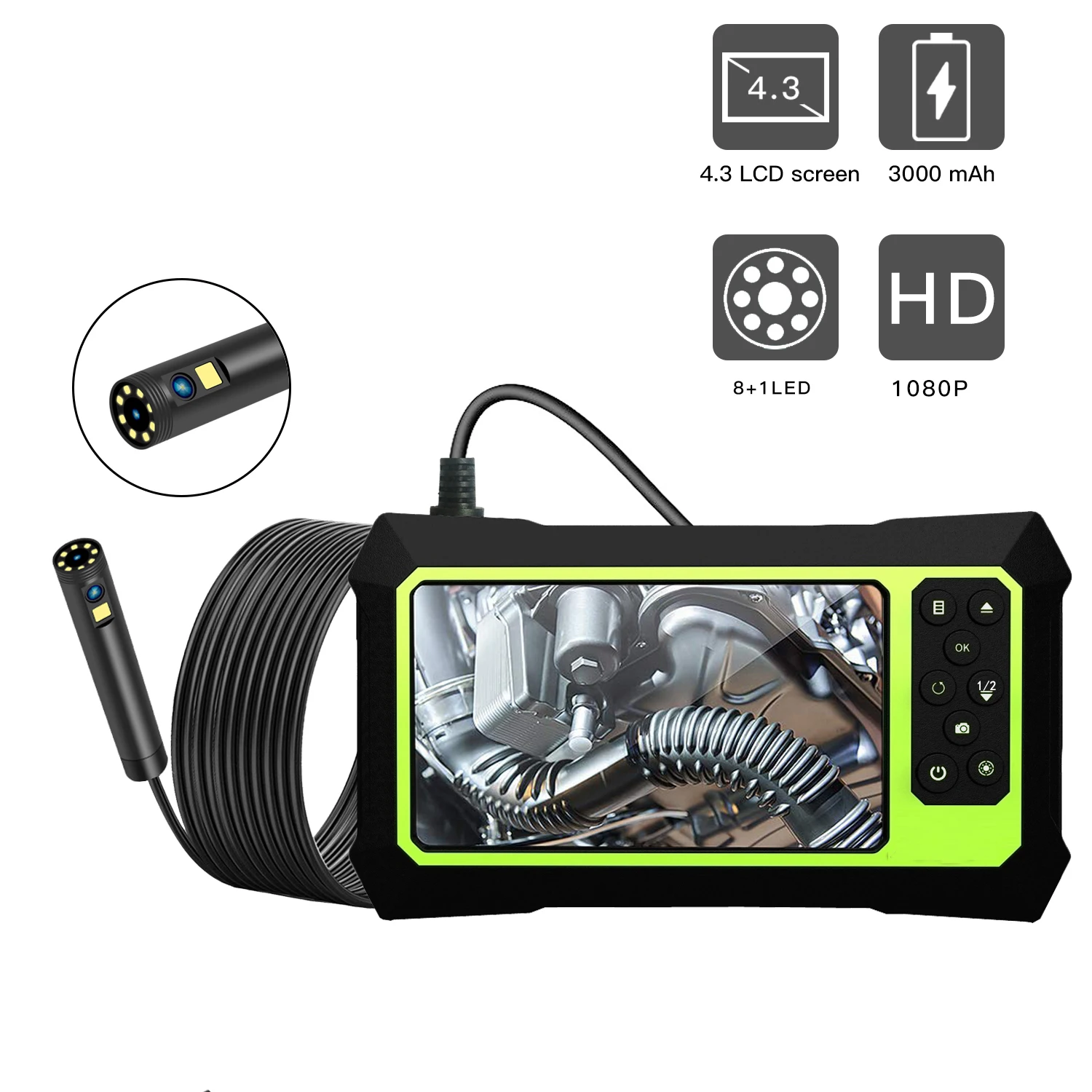 4Inch IPS Screen 2MP 1080P Dual Lens Industrial Endoscope Camera CMOS Borescope Side-View&Front View Digital Microscope Otoscope 3inch ips screen 2mp 1080p dual lens industrial endoscope camera cmos borescope side view