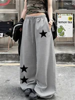 Women's Autumn and Winter Plus-size Star Print Loose Straight Fleece Leg Sweatpants Trendy Streetwear Stylish Versatile - Image 3