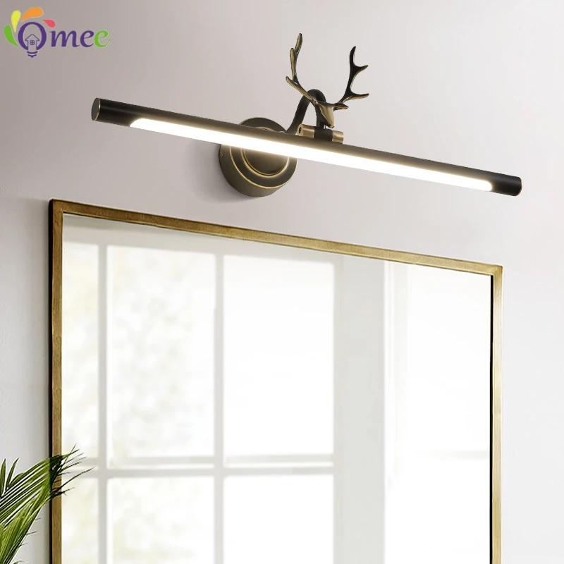 Wall Lamp Black Modern LED Bathroom Cabinet Mirror Light Gold Lay Vanity Lights Blaker Wall Lamp 43CM Bathroom Lamps Antlers