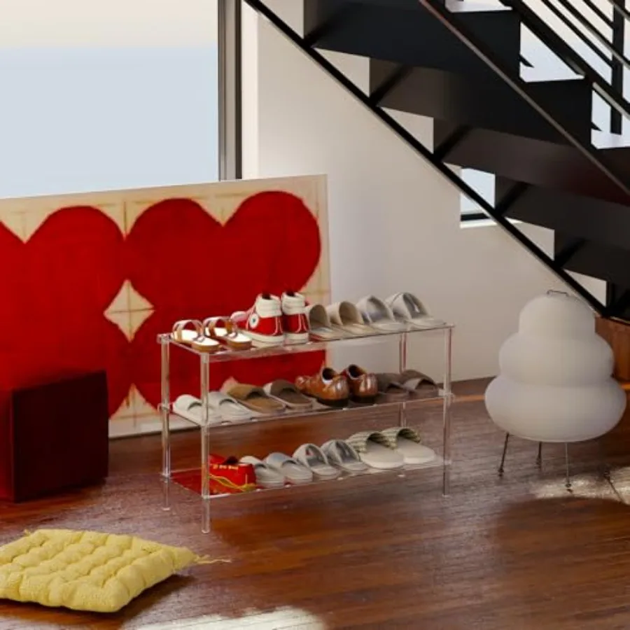 3Tier Acrylic Shoe Rack Modern Shoe Rack for Closet Shoe Storage Organizer for Entryway Bedroom Living Room 32.3'' L x 11.8'' W