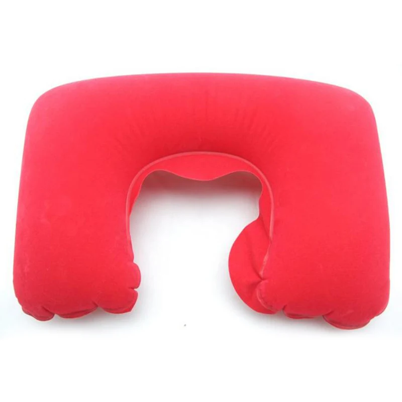 thumbnail image 1 of Almohada de viaje en forma de U para coche, avión, oficina, almohada inflable para el cuello, funda corta de felpa, soporte de PVC, reposacabezas, cojín de lactancia suave, 1 of 5