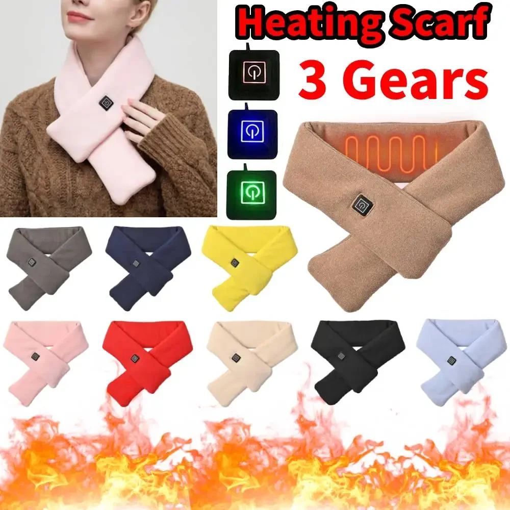 

USB Heating Scarf Temperature Scarf 3 Gears Adjustable Washable Neck Warmer Heating Women Man Neck Warmer For Cycling Camping