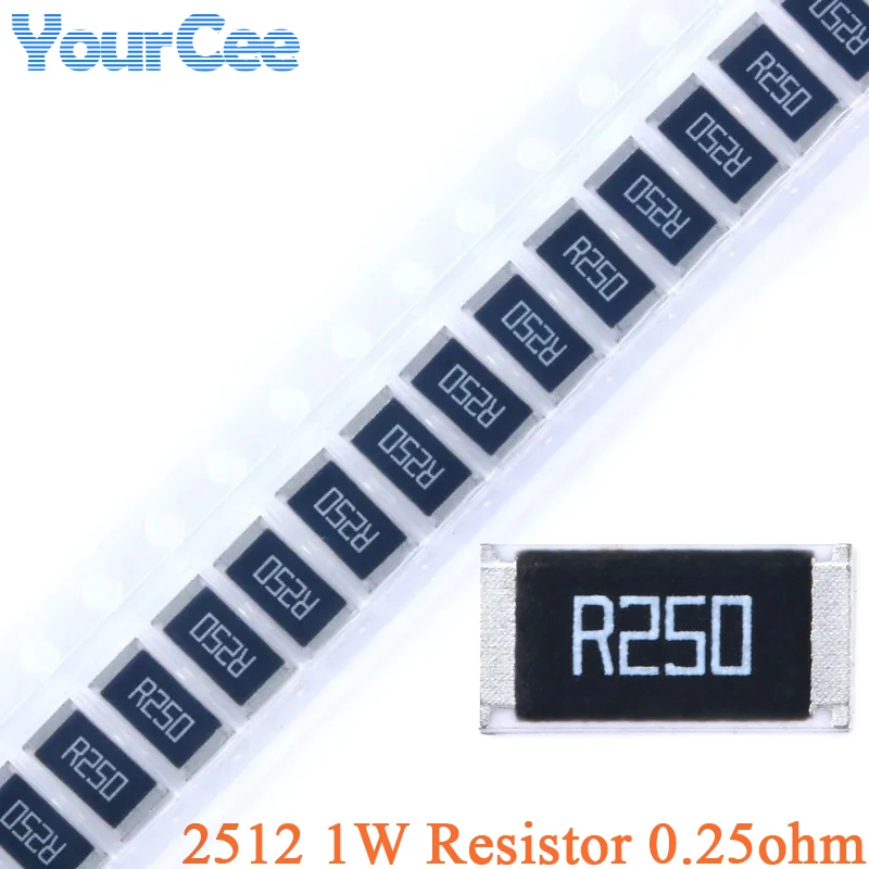 100pcs/20pcs 0.25ohm R250 2512 SMD Resistor 1W 0.25 ohm 0.25R R250 1% 2512 Chip Resistance Passive Component