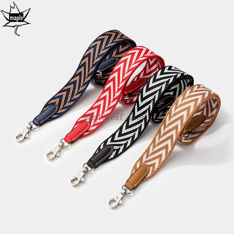 High Quality Metal Buckle 3.8cm Wide Canvas Shoulder Strap Red 70cm To 120cm Crossbody Webbing Bag Long Strap Replacement Bag