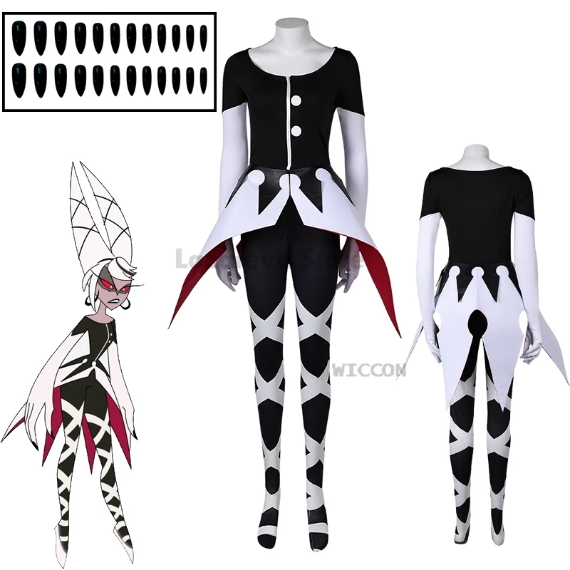 

Hazbin Carmilla Carmine Cosplay Costume Anime Hotel Carmilla Cosplay Uniform Nail Demon Halloween Party Women Fancy Suit
