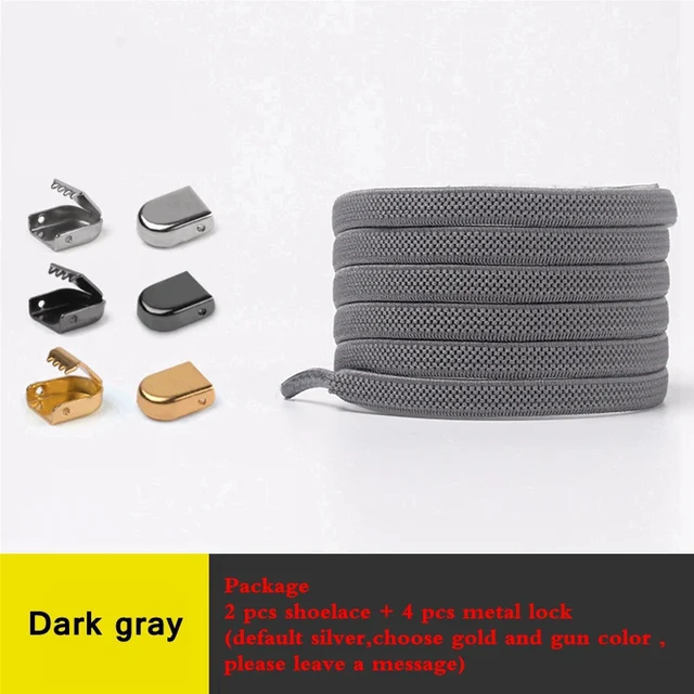 No Tie Flat Hiking Running Shoe Lace Elastic Shoelaces Outdoor Leisure Sneakers Quick Safety Flat Shoelace Kids Adult Lazy Laces Dark Grey