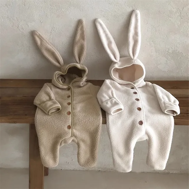 Baby Bunny Easter Outfit - Rabbit Ear Hoodie Jumpsuit For Newborns & Infants