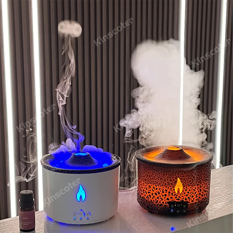 360ml Volcano Flame Aroma Oil Diffuser Jellyfish Smoke Ring Air Humidifier  Ultrasonic Atomizing Sprayer As Christmas Gift - AliExpress