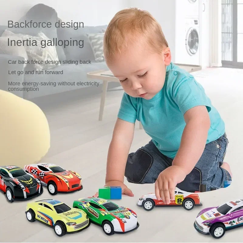 Mini Alloy Pull Back Car Kids Toys City Cartoon Inertia Racing Car Model Diecast Vehicle For Boys Girls Birthday Xmas Gift Bag