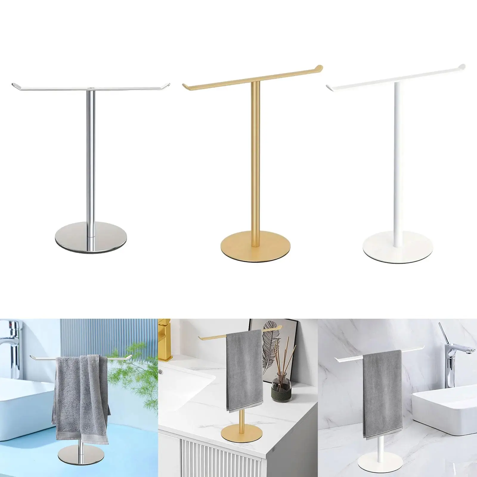 T Shape Hand Towel Holder Standing Towel Bar Hand Towel Stand Countertop Towel Stand for Hotel