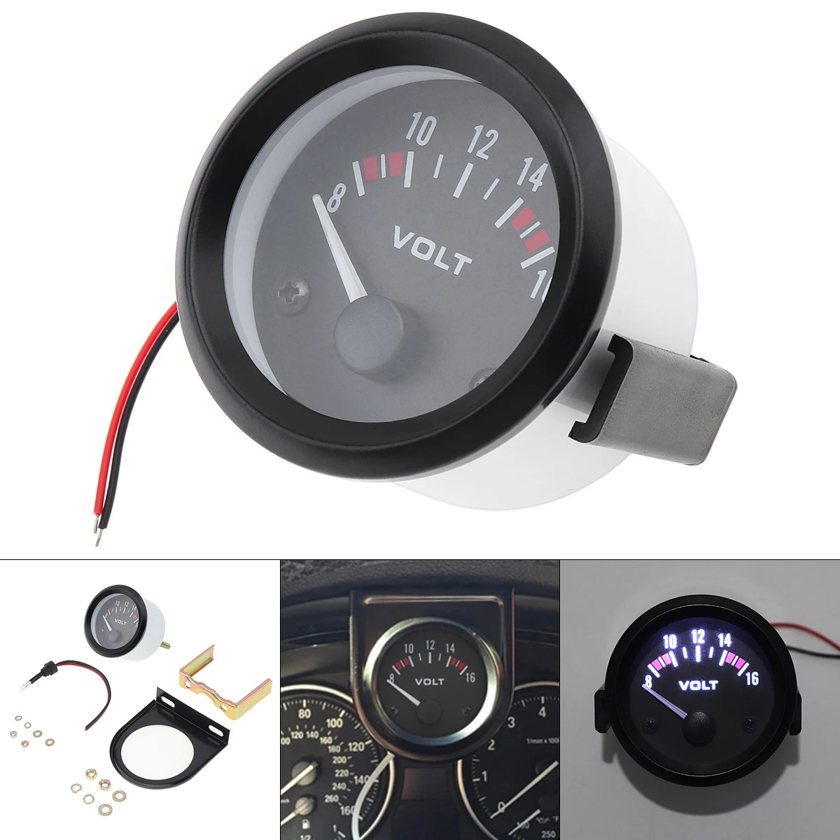 

2 Inch 52mm Car Voltmeter Voltage Gauge Meter Universal Voltmeter Thermometer
