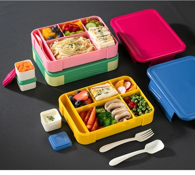 Ins Portable Plastic Kids Nutrition Balance 6 Compartments Bento