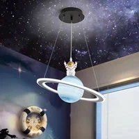 Enfants chambre planète lampes suspendues créatif acrylique terre boule lustre dessin animé enfants garçons chambre espace étoile suspendus éclairage 5