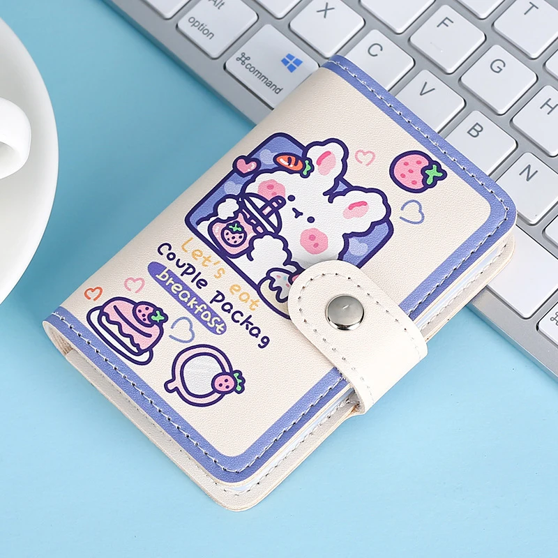 Kawaii Bear PU Leather Card Holder Cute Multi Grids Business ID Credit Bank Card Case Photocards Holder Small Portable Wallet