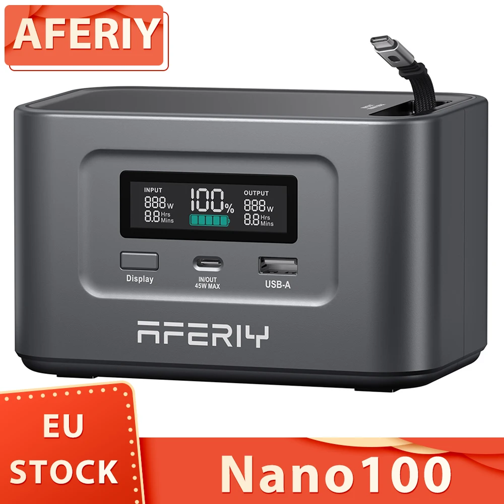 Przenośna stacja zasilania AFERIY Nano100, 100 W 99,2 Wh z EU za $53.66 / ~197zł