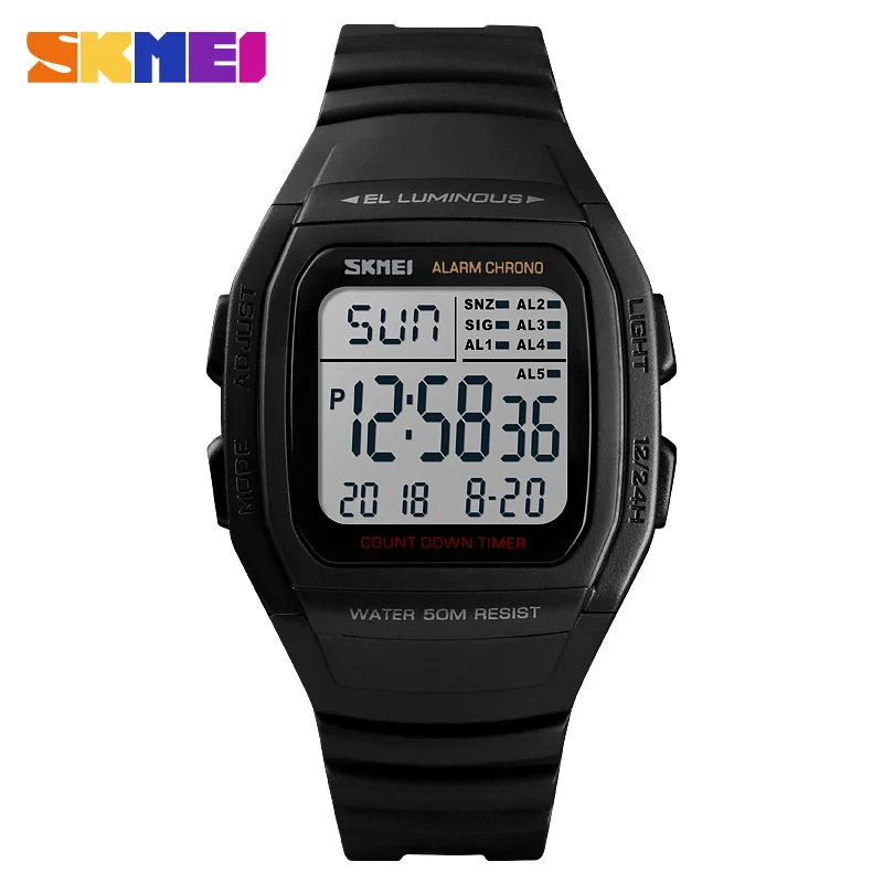 SKMEI 1278 Sports Waterproof Watch for Men Dual Time Countdown Digital Mens Wristwatch Stopwatch Alarm Clock 1381 montre homme 2