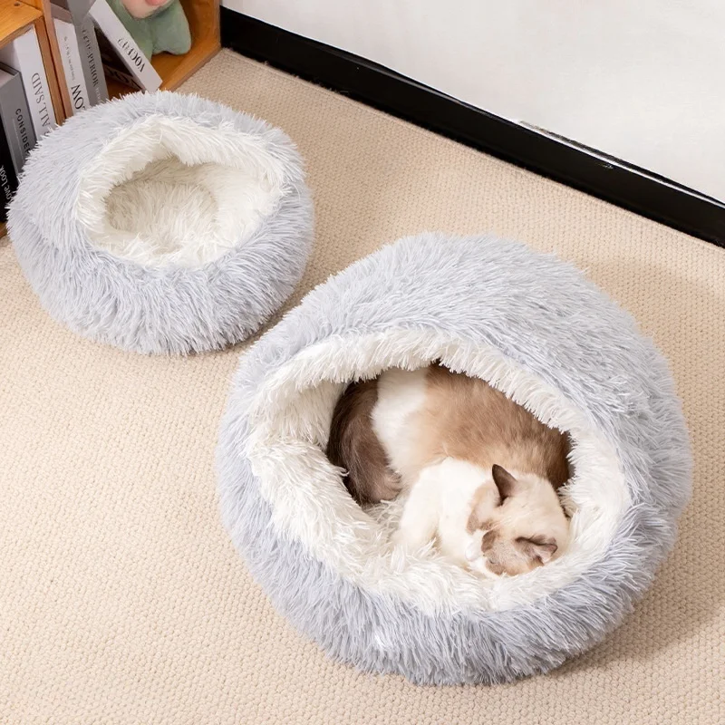 Cozy Self-Warming Cat Tent Cave Sleeping Beds, Winter