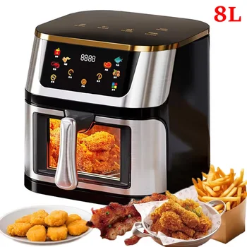 1400W 8L Stainless Steel Air Fryer Visible Large Capacity Electric Oven Touch Glass Multifunctional Electric Fryer 1