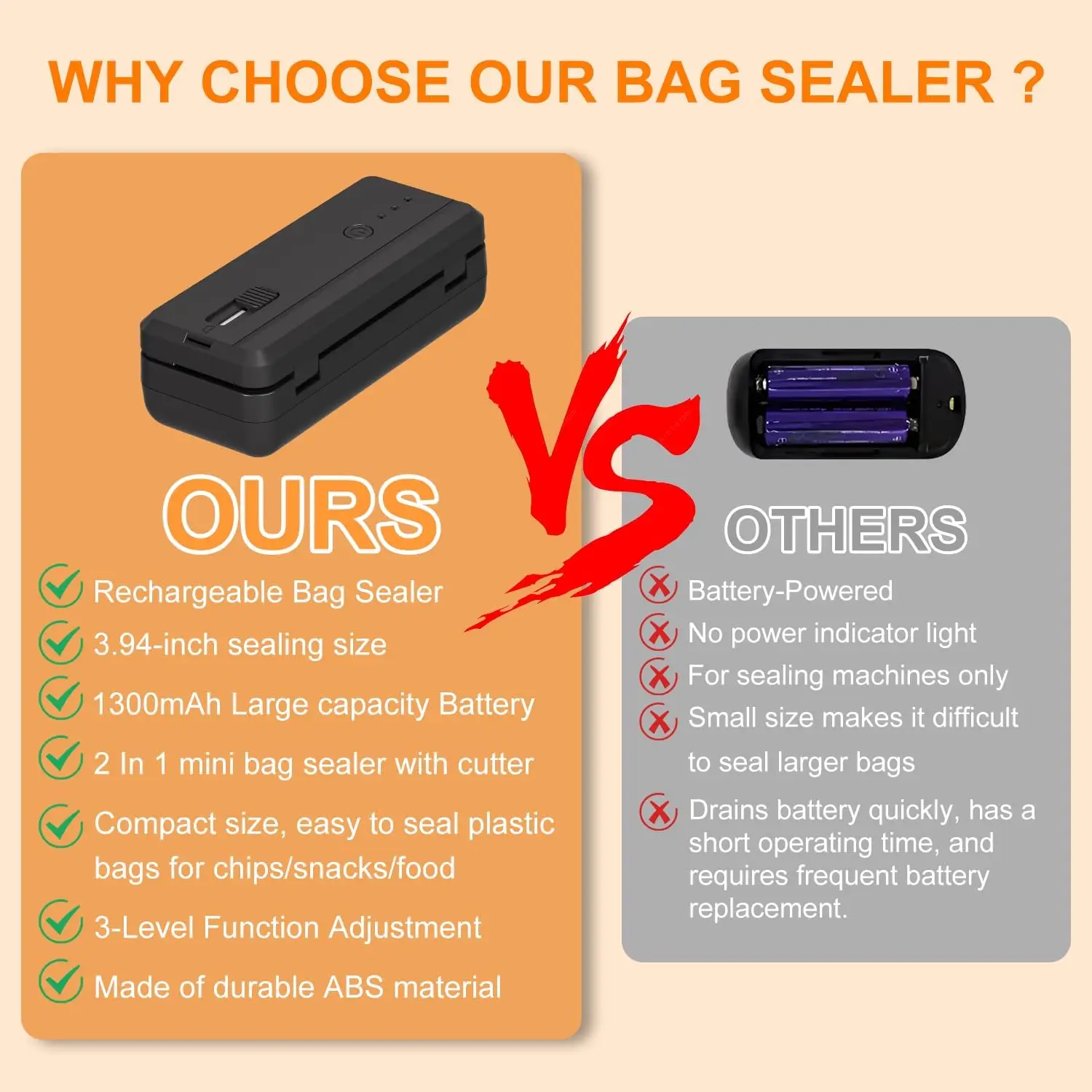 Portable 2-in-1 Mini Bag Sealer with Heat Seal & Cutter Magnetic Handheld Chip Bag Sealer for Snacks Candies Food Storage 3