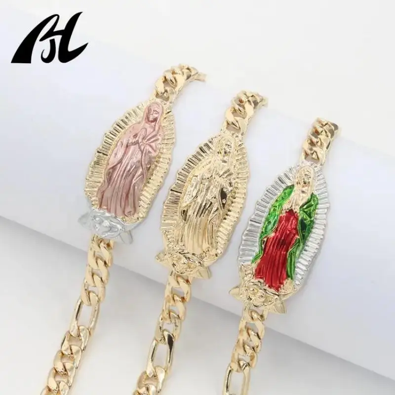 14K 18K Oro Laminado Donna Guadalupe Pulseras De Mujer Virgin Mary Charms Gioielli Bracciali Religiosi Placcati In Oro