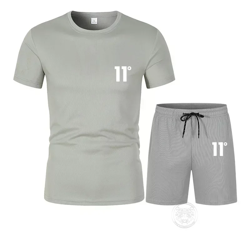 

Men's Fashion Summer New Running Training Fitness Set Printed T-shirt Shorts Leisure Elastic Mesh Breathable Two Piece Set