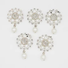  Wholesale 5Pcs/lot Simple Flower Rhinestone/Pearl Brooch For Pins Women Jewelry DIY Garment Sewing Manual Accessories 