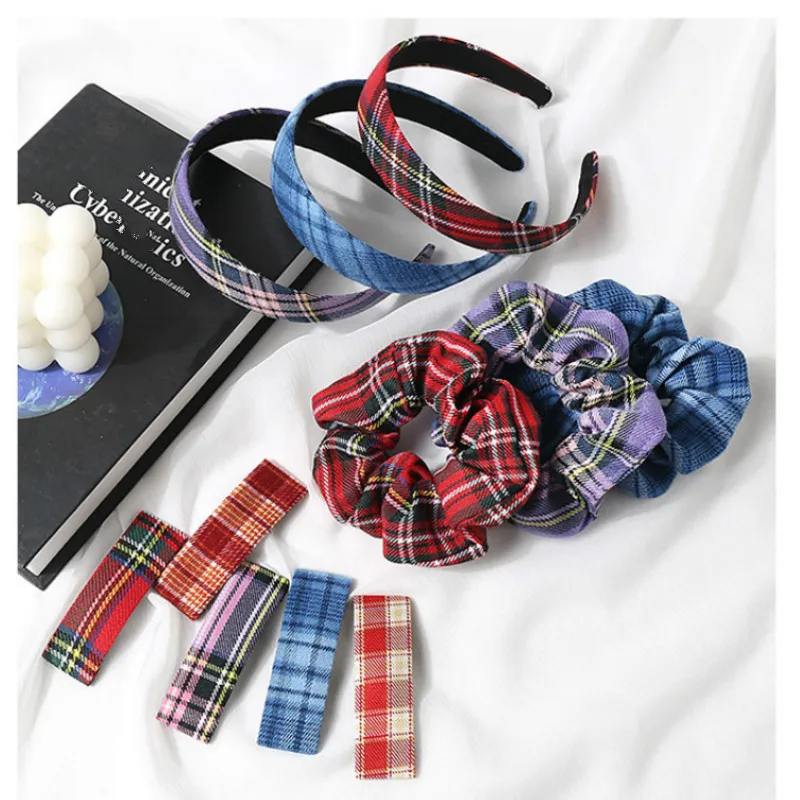 JK Uniform Set England Plaid Bezel Headwear Women Headband Girls