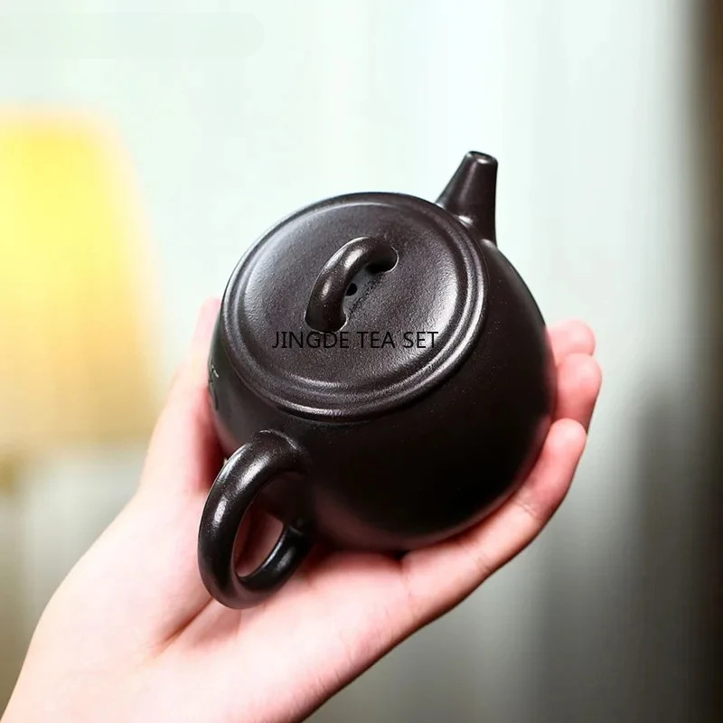 190ml Yixing Yixing purple clay teapot hand-painted black clay traditional filter tea set household tea pot
