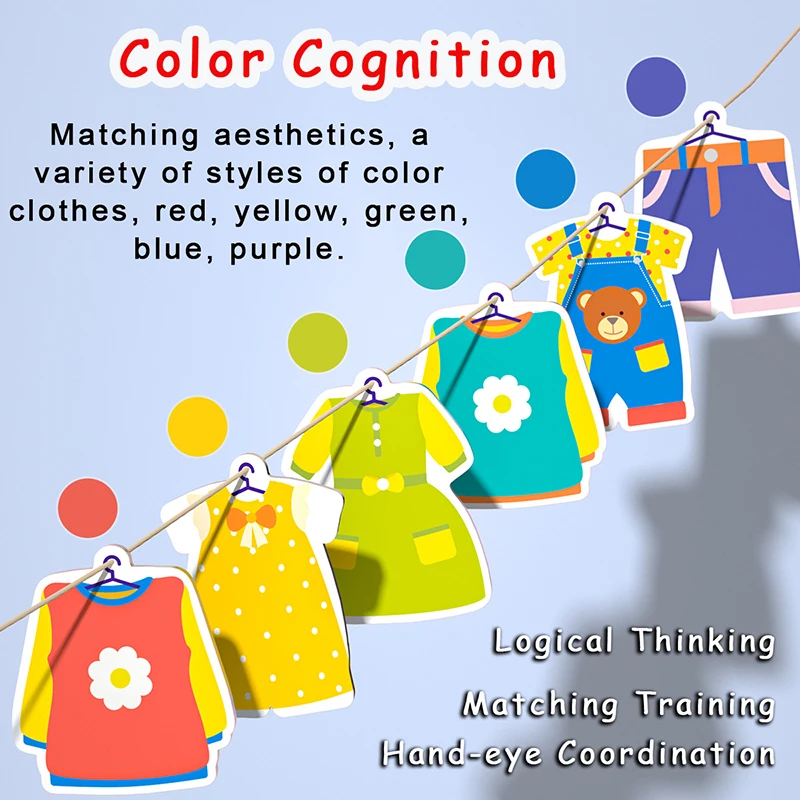 Kids Clothes Airing Montessori Education Toys Magnetic Puzzle Color Sorting Matching Thinking Games Early Learning Material Toys