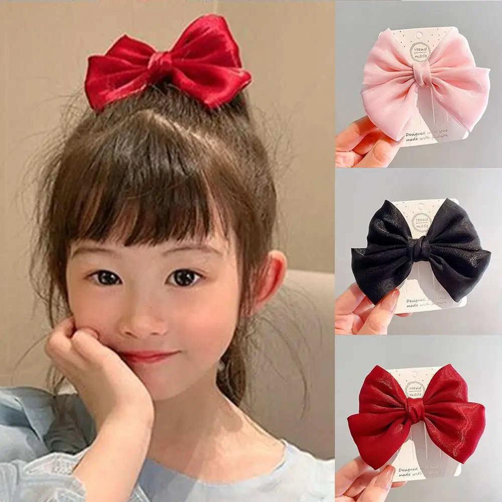 Korean Style Stain Bow Hair Clip Solid Color Hair Accessories Princess Duckbill Clip Headdress Lolita Children Barrettes Party baby girl headbands kids headwear lolita spanish head accessories flower wedding princess lace hair band bow barrettes