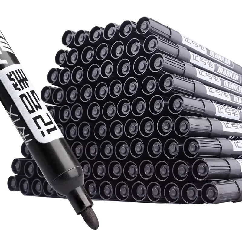 Premium Set of 10 Bold Black Non-Erasable Marker Pens for Permanent Marking and Notation