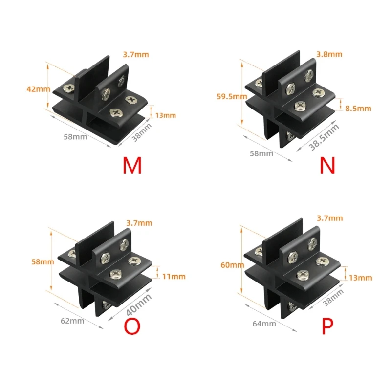 Aluminum Alloy Frame-less Glass Bracket Connector Tile Clip Glass Corner Clamp