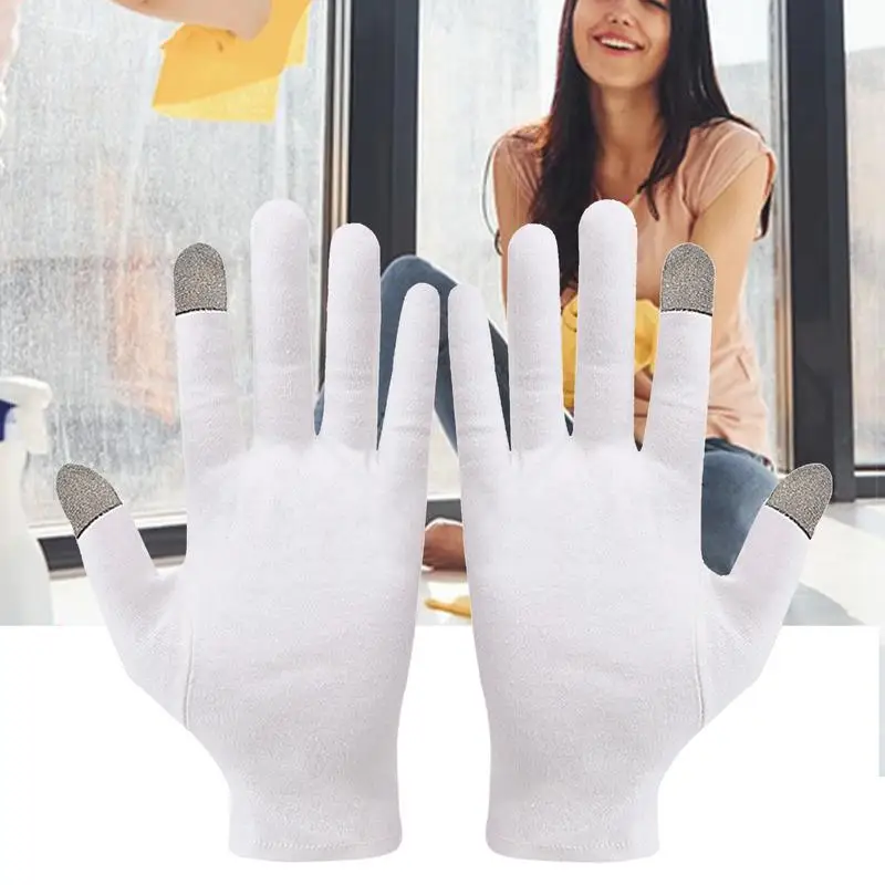 Enhanced Cotton Touchscreen Texting and Driving Gloves - White