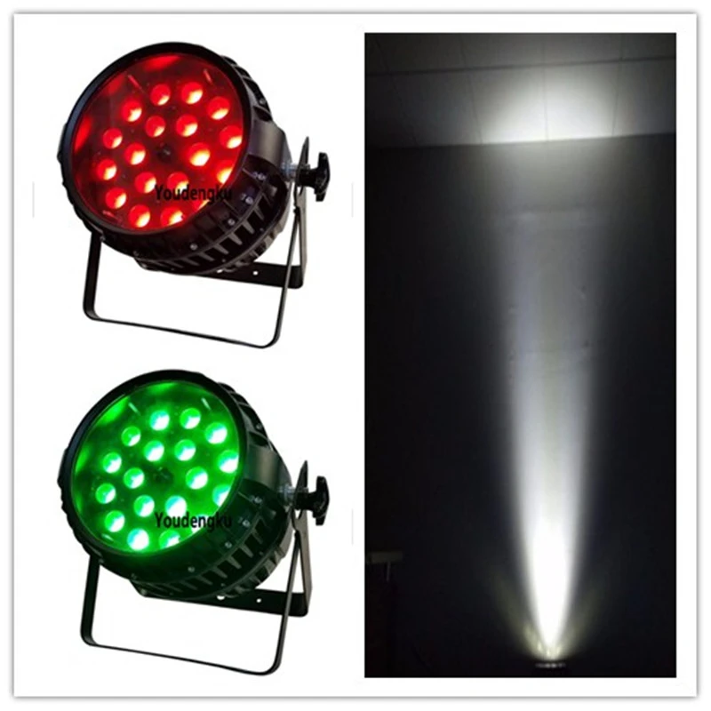 4 pieces 18x 18W 6-in-1 RGBWA UV LED Par Fixture Silent Operating LED Par with M