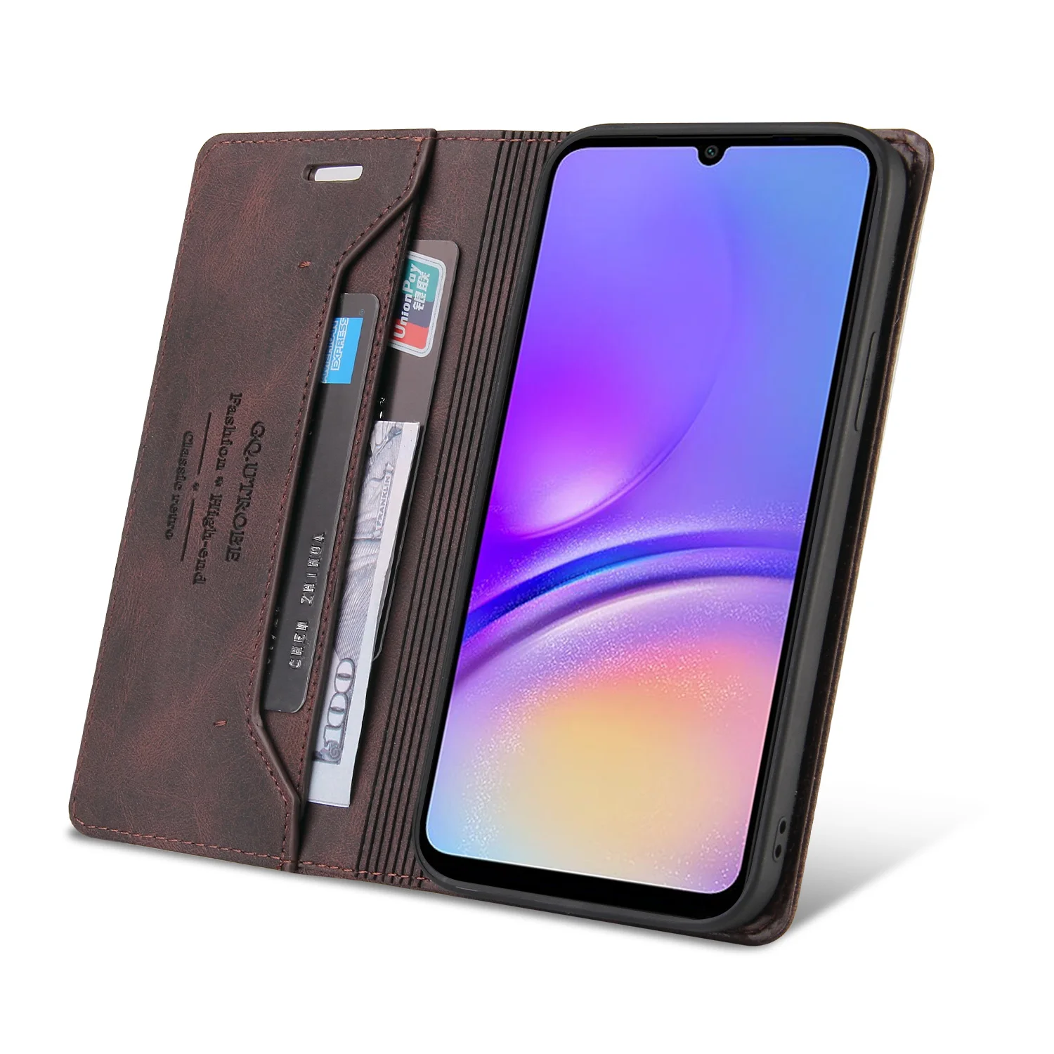Ledertasche für Samsung A14 A34 A54 A13 A33 A53 A55 A17 A07 A36 A06 A26 A16 A56 Anti-Diebstahl RFID Flip Cover Galaxy A52 A32 A12 – Detail 3