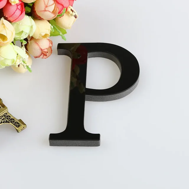 3D Acrylic Wall Ornaments Black Alphabet 3