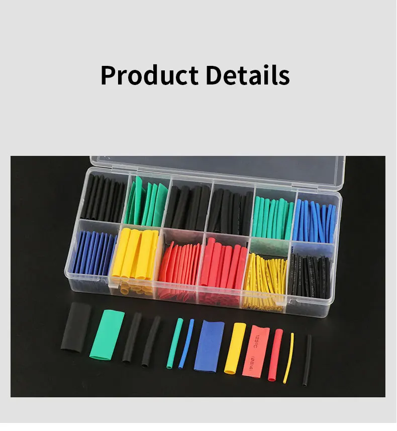 127780pcs 21 Heat Shrink Tubing Kit Polyolefin Heated Shrinkable Wrap